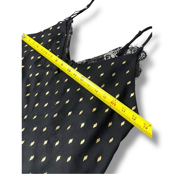 Adore Me Black Lace Cami w/ Gold Accents Adjustable Straps Black Lace Loose Fit - Picture 11 of 16